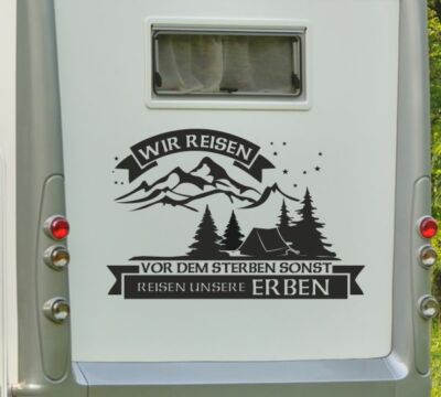 Aufkleber Wohnwagen Wohnmobil Camper Auto WOMO Camper Erbe Zelt Reise Wald 217