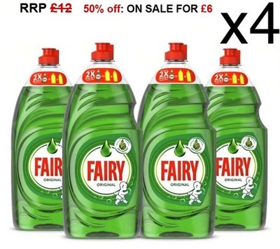 Fairy Original Washing Up Liquid Green with LiftAction 1015ml x4