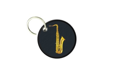 Keychain Round Printed Double Sided Saxo Saxophone
