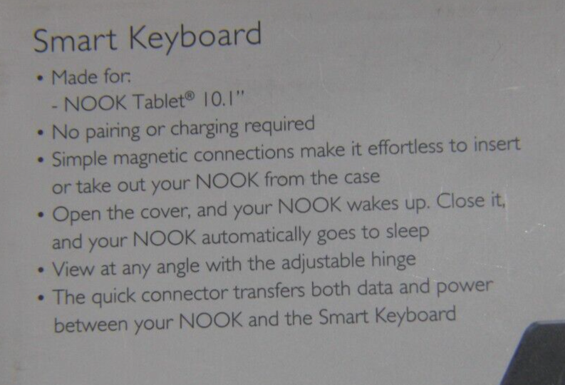 Brand New in Packaging Barnes & Noble NOOK Smart Keyboard Nook Tablet 10.1"