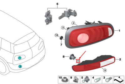 MINI CLUBMAN F54 Rear Tail Light Bulb 07119905467 9905467 NEW