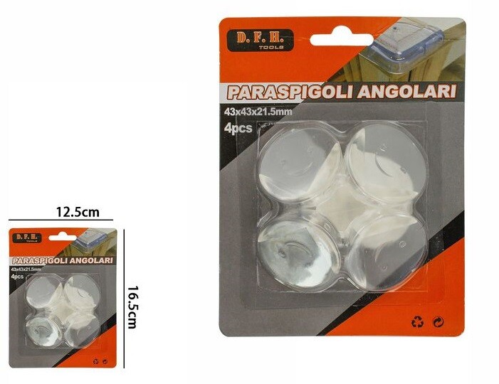 Set 4 Paraspigoli Angolari Gommini Sicurezza Spigoli Bambini 43x43x21.5mm dfh