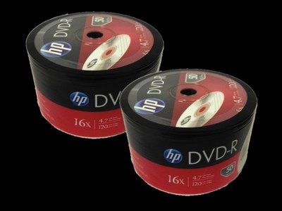 100 Pieces HP Logo 16X DVD-R DVDR Recordable Blank Disc