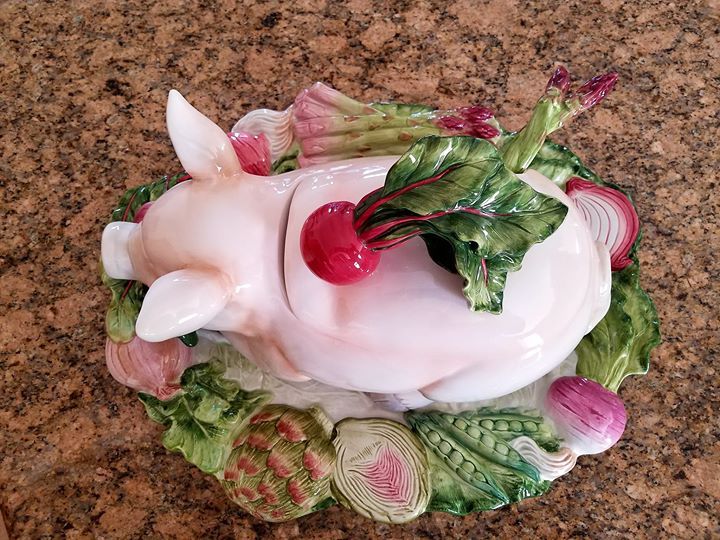 FITZ AND FLOYD SOUP TUREEN FRENCH MARKET