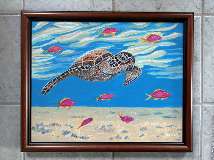 ★Original ART ‘Turtle’ Turtle, Nautical, Ocean, Original Acrylic Painting, Framed