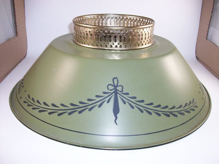 Tole lamp shade , green