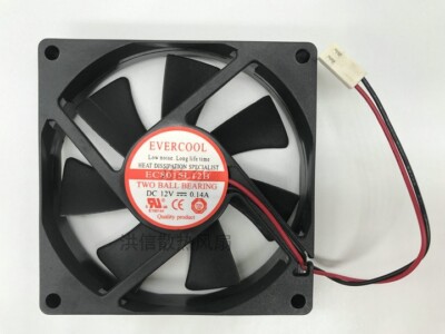 EVERCOOL EC8015L12B DC12V 0.14A 8015 80*15MM 80mm fan 2pin