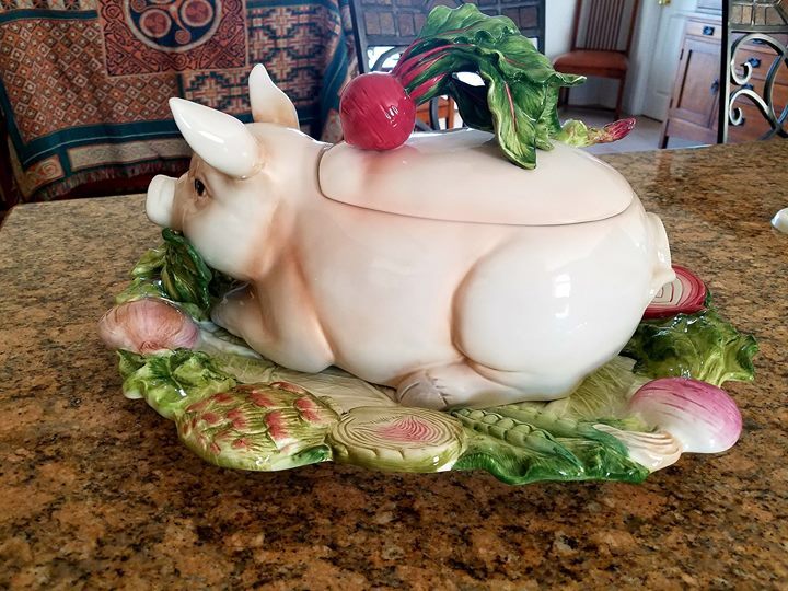 FITZ AND FLOYD SOUP TUREEN FRENCH MARKET