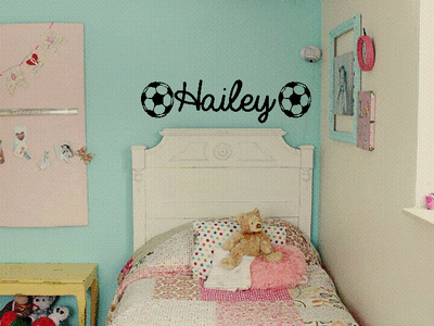 GIRLS PERSONALIZED NAME SOCCER Vinyl Wall Decal Kids Childre