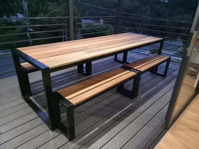 Outdoor setting with bench seats 2800L x 950W x 720H ...