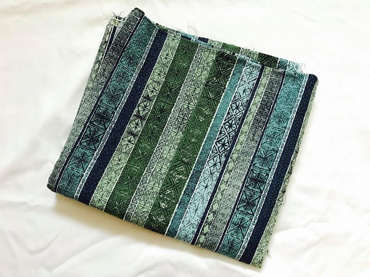 Vintage Blue Green Waverly Bonded Fabric - Tiki - Algiers Registered #951617