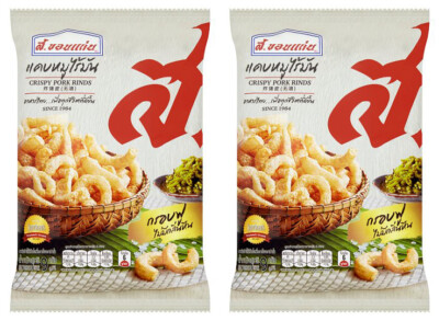 2x Crispy Pork Rinds Rind Fried Thai Food Snack low-calorie S.Khonkaen 7g