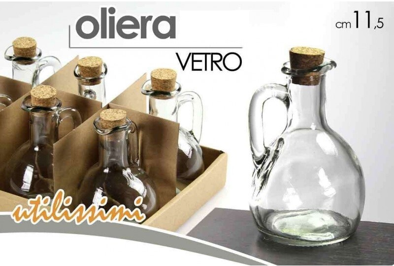 Set 12 Pezzi Bottiglia Olio Aceto Vetro Con Tappo In Sughero Oliera 250cc
