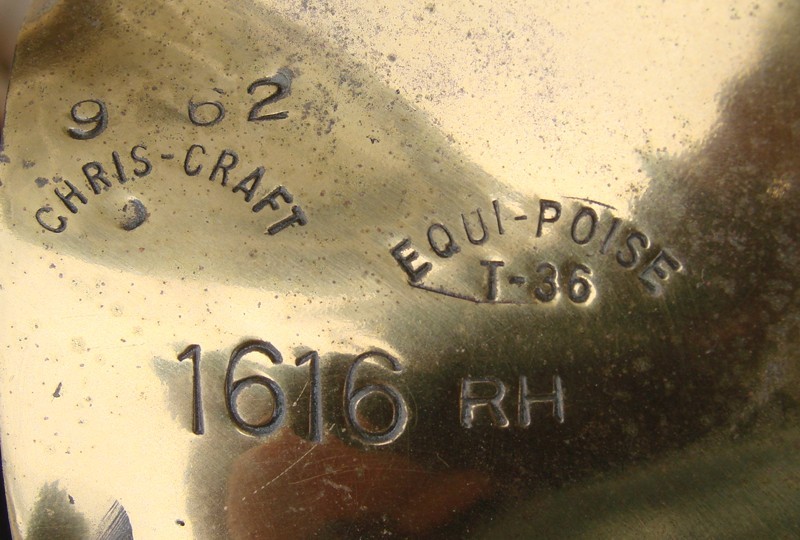 CHRIS-CRAFT Equi-Poise T-36 1616 RH 27# Brass Propeller 9/62 Nice Shape!