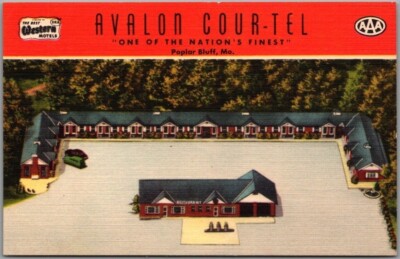 Poplar Bluff, Missouri Postcard AVALON COUR-TEL Motel Highway 60 Roadside Linen