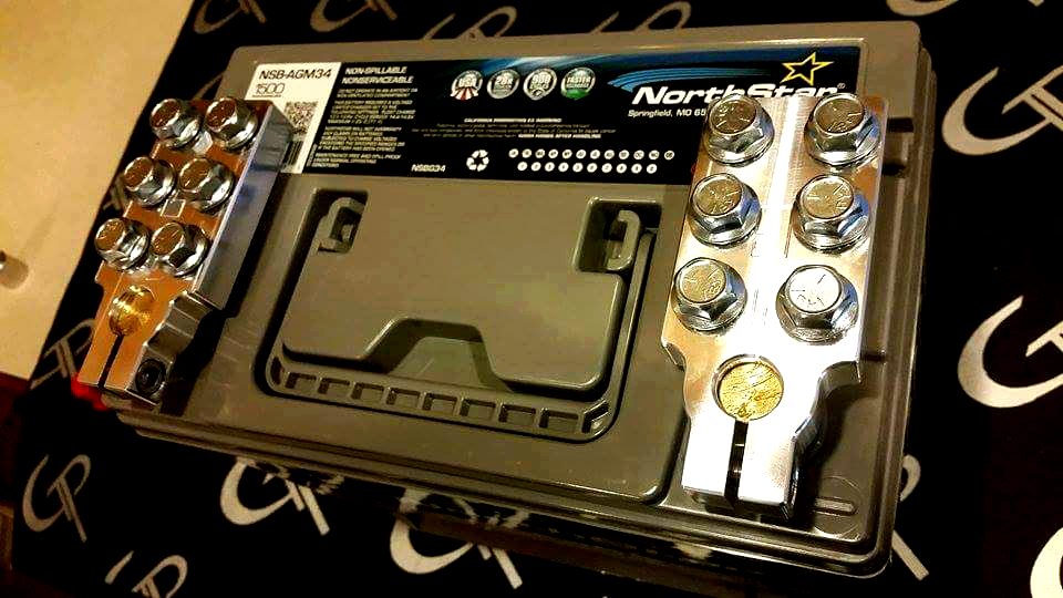 SAE 6 SPOT BATTERY TERMINALS GP CAR AUDIO LUGS TOP POST HEAVY DUTY  1/0 4 2/0 