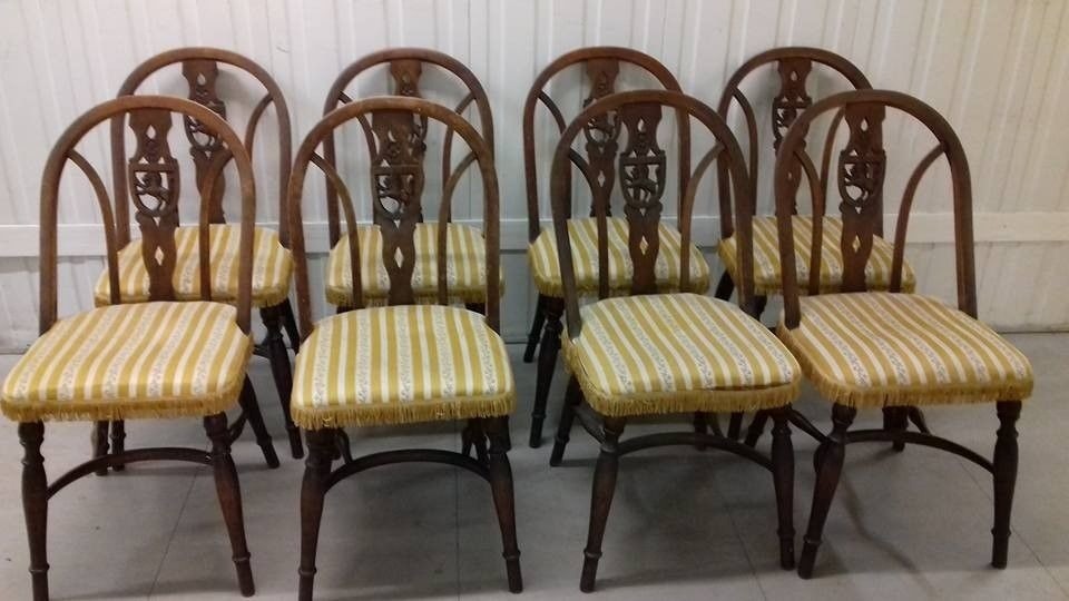 8 dining chair,solid oak chair,carved back,vintage,stable,probably