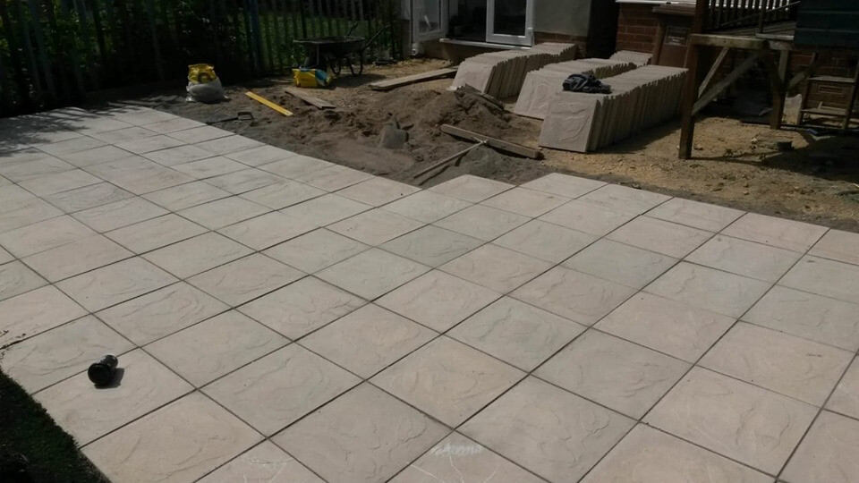 PAVING STONES light grey ,slate grey and buff. 450MM X 450MM X 40MM
