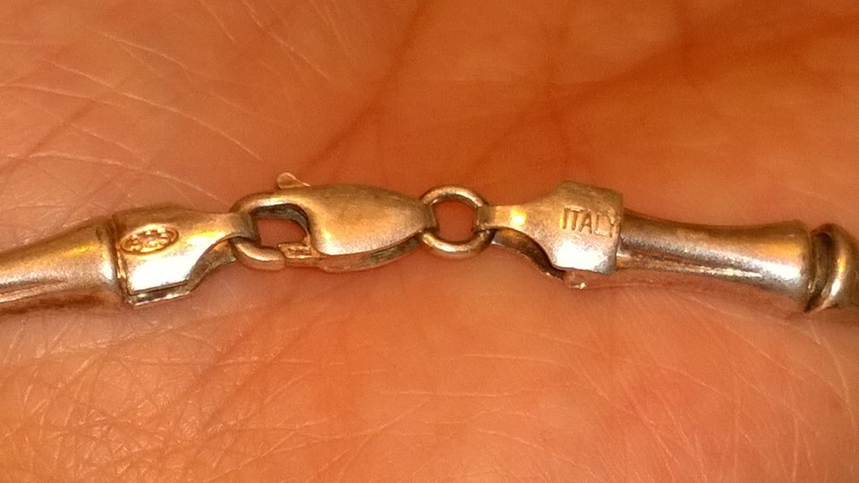 Vintage Ladies Silver Bamboo Bracelet Italy Stamped and Tested 7 1/2