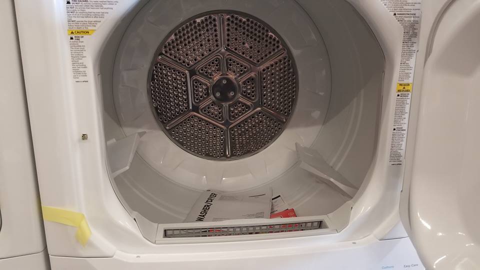 GE White Laundry Center 3.8 cu. ft. Washer & 5.9 cu. ft. 240-Volt Dryer Stacked