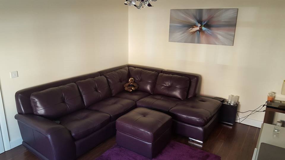 Sofology Felice Leather Corner Sofa Colour Aubergine in Falkirk