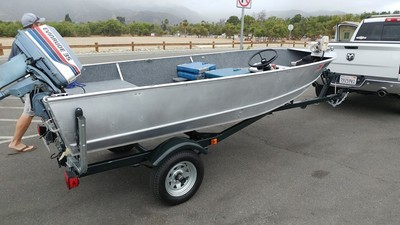 1974 14'' Gregor welded aluminum boat with a 1977 35 HP Evinrude