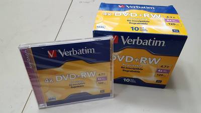 Verbatim 4x DVD+RW Rewritable discs 120 minutes/4.7 GB pack of 9 NEW