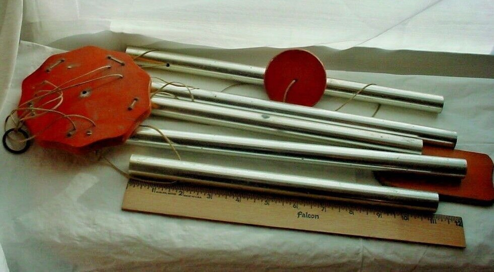 Vtg Windchimes Wood and Metal 33 inch Length Need a Make Over As Is