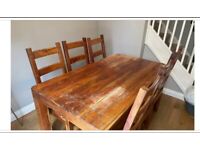 Solid wood dining table and 6 chairs 