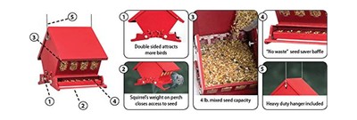 Audubon  "Mini"  Absolute  Squirrel Resistant  Bird Feeder, Red