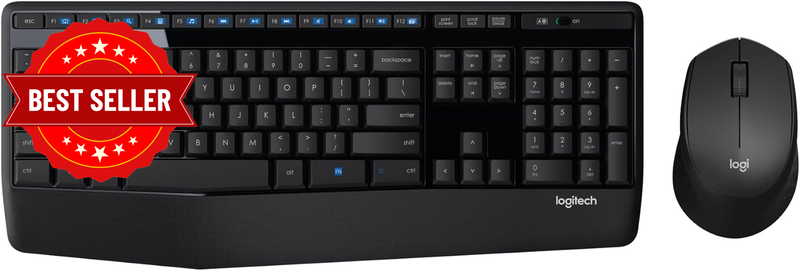 MK345 Wireless Keyboard and Mouse Combo - Full-Sized Keyboard with Palm Rest, Co