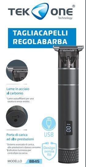 Rasoio Tagliacapelli TeKone 8845 Professionale Ricaricabile Display Lcd hsb