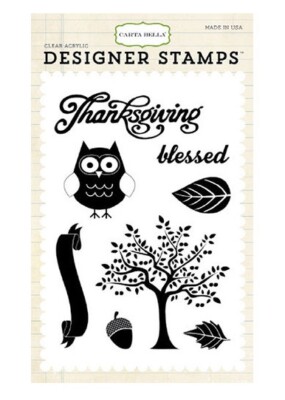 Carta Bella - Thankful Blessing Designer Clear Stamps Fall Autumn Thanksgiving