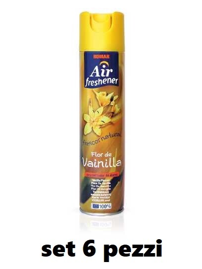 Set 6 Pz Deodorante Per Ambiente Spray Profumo Casa Fresco 300ml Vaniglia