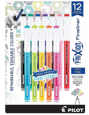 Pilot FriXion Fineliner Marker Pen Erasable Fine Point 12/Pk Office School Home