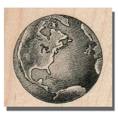 EARTH, Mounted Rubber Stamp, World, Space, Travel, Planet, Stamp, Celestial Moon