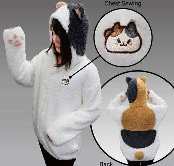 Pre-owned Square Enix Final Fantasy Xiv Ff14 Fat Cat Hoodie Free-size From Japan In Multicolor