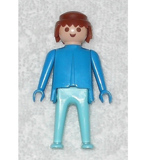 Playmobil - Vintage Man Figure - Blue Torso / Blue Arms / L
