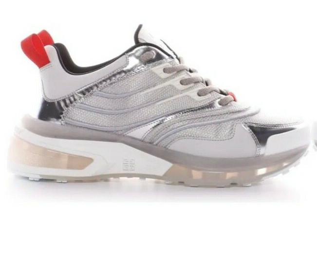 $995 Givenchy GIV 1 Leather Signature Sneaker Silvery US 10
