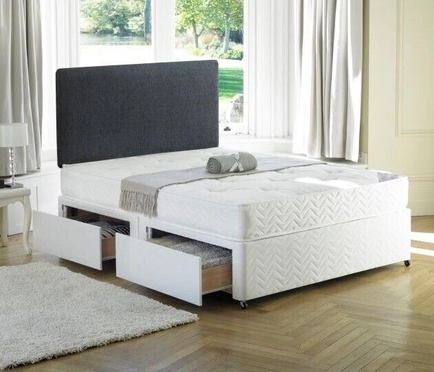 All Sizes And Color Divan Bed Base With Headboard/Drawers Mattress Optional in Romford, London