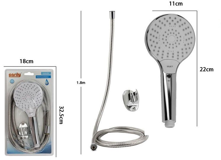 Kit Bagno Doccetta Doccino Soffione Doccia Con Laccio 1,8m e Staffa 69330 dfh