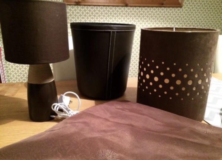 Curtains Ideas curtains cardiff : Brown lamp, shade, faux leather bin & curtains | in Whitchurch ...