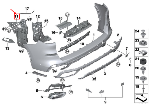 パーツ BMW X5 BMW X5 G05 Stoßstangenhalterung hinten rechts 51128069248