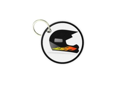 Keychain Round Printed Double-Sided Motorcycle Helmet