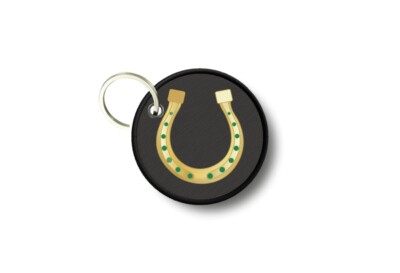 Keychain round printed double-sided horseshoe horse riding