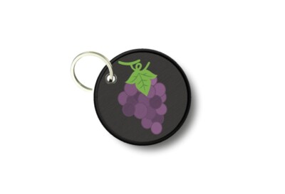 Keychain Round Printed Double-Sided Grape Purple Black