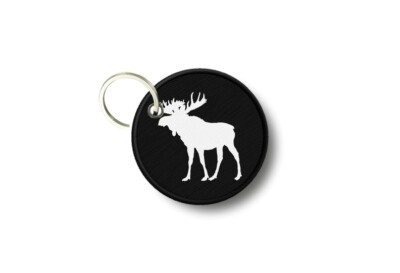 Keychain Round Printed Double-Sided Elk Suede Deer