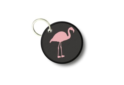 Keychain Round Printed Double-Sided Flamingo