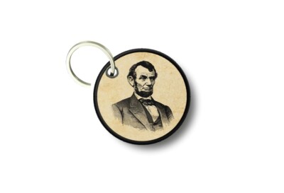 Keychain round printed double-sided Abraham Lincoln