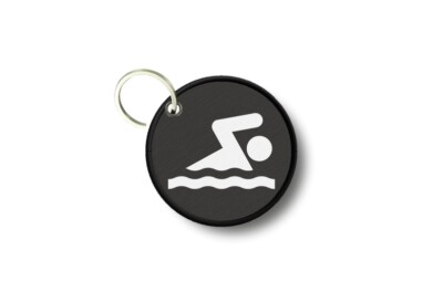 Keychain Round Printed Double-Sided Swimmer Swimming